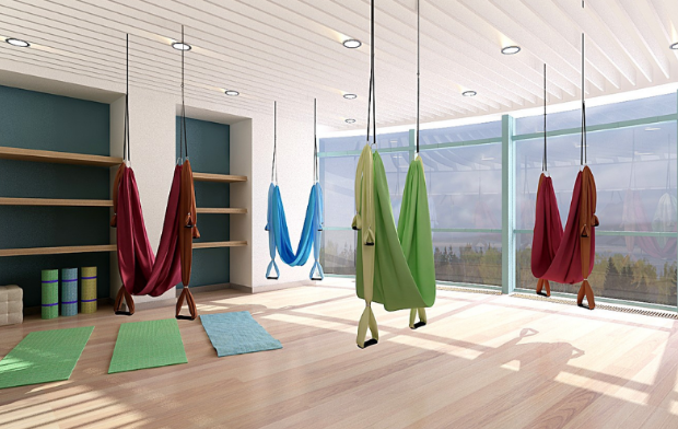 Imagen de pavimento en sala de yoga